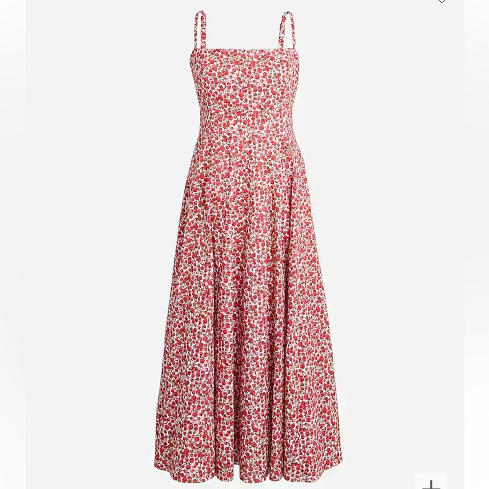 J.Crew Seamed flare midi dress in Liberty® Eliza's Red fabric